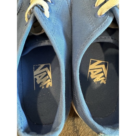 VANS Size 7.5 Women's Blue  Canvas‎ Sneakers with Plaid Stripe on Back - Picture 9 of 11